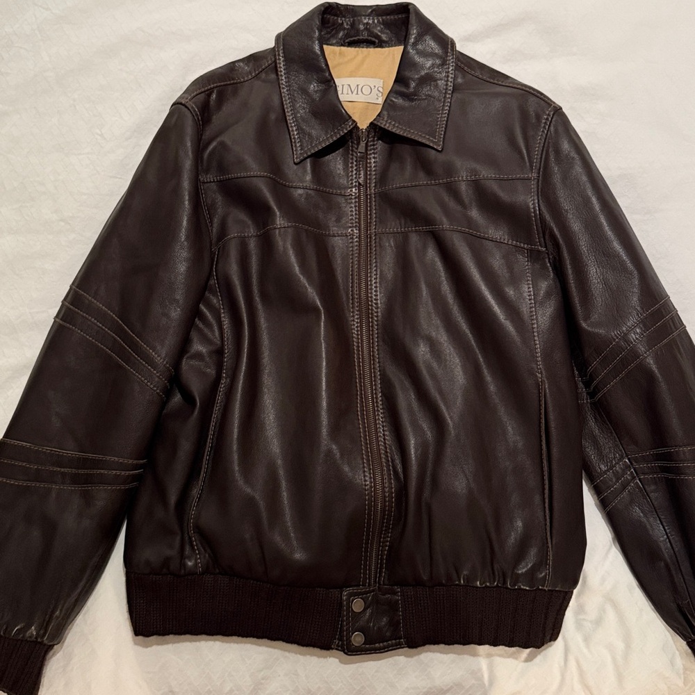 Gimo’s Men’s Brown Leather Jacket